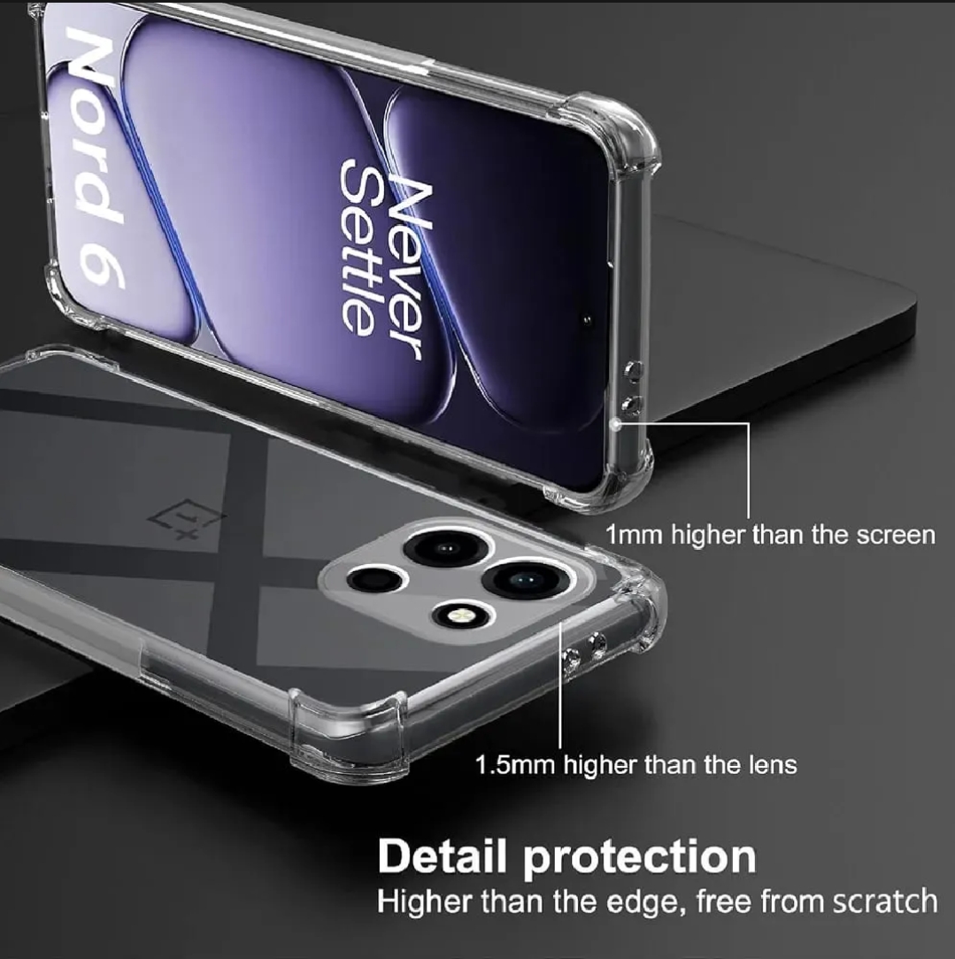OnePlus Turbo 6 Clear Transparent Soft Silicone TPU Case Shockproof Anti Shock Crystal Clear Corner Bumper Camera Protection Anti Scratch Slim Fit Mobile Back Cover