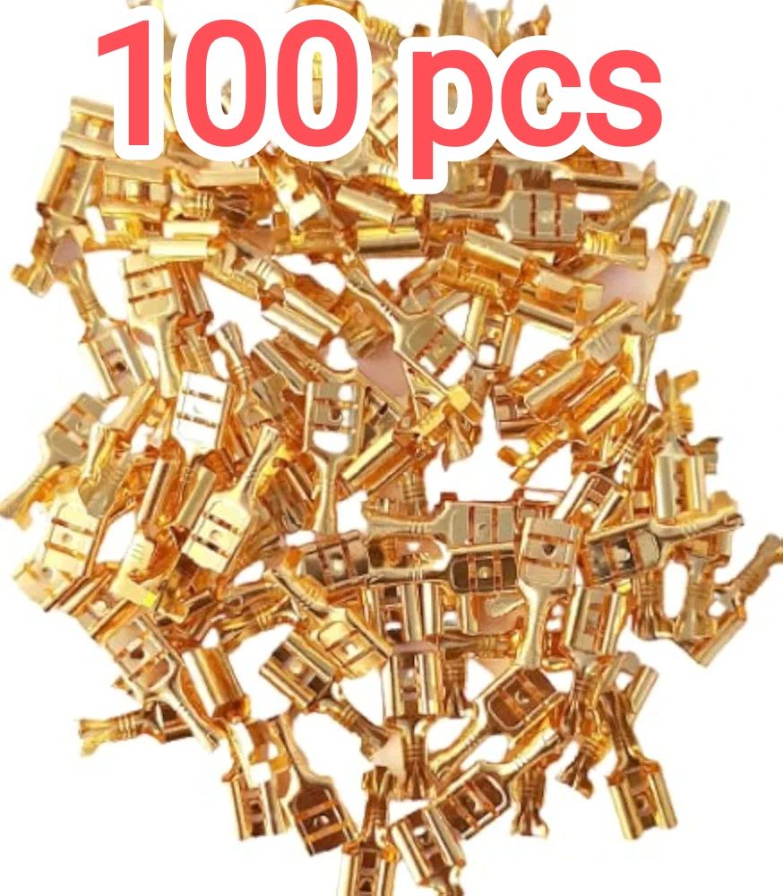 20 , 50 , 100 , 200 pcs 6 mm Electrical (Lex pin) Wire Cable Thimble Lugs Crimp Terminal Female Spade Thimble for Automobiles, Bike, Speaker, RO Water Purifier, Appliances, AC Wire Connector
