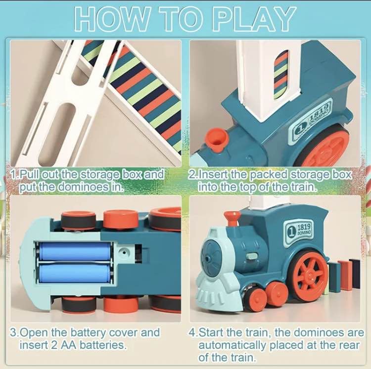 Kids Domino Train Car Set Sound Light Automatic Laying Domino Brick Colorful Dominoes Blocks Game Educational DIY Toy Gift