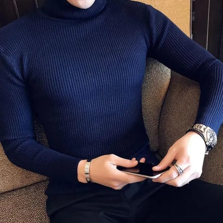 Men's Slim Fit  Turtleneck Sweater - Winter Warm High Neck Pullover - Stylish Casual Wear