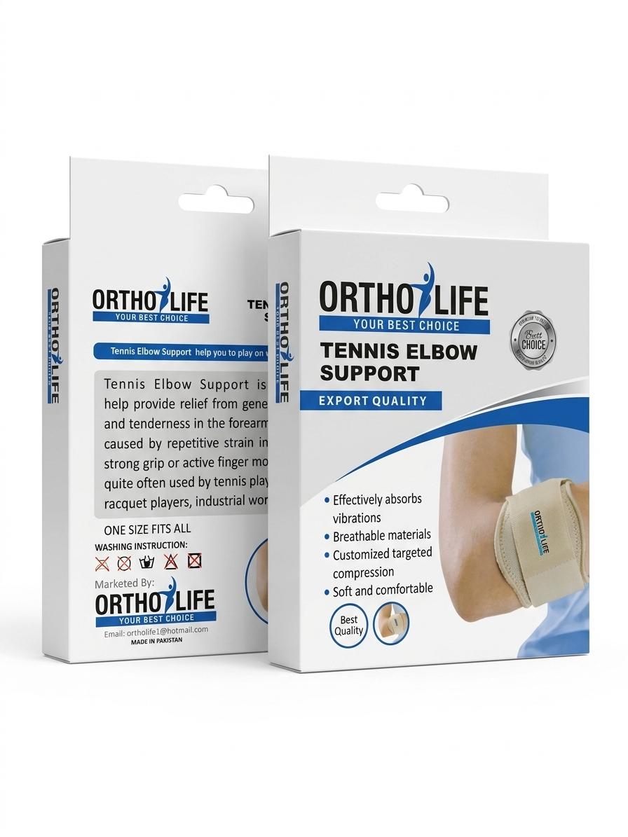 Ortho Life Tennis Elbow Support Band for Men & Women - Premium Breathable Elbow Brace with Targeted Compression Strap for Sports, Gym, & Daily Joint Protection