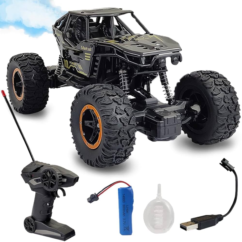 Toyz Remote Control Plastic Racing Car, Rock Crawler 4 Wheel Drive Metal Alloy Body Remote Control Rock Climber High Speed Monster Car (Assorted Colour)