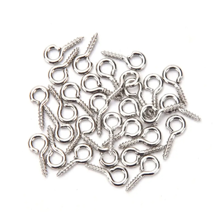 Mini Screw Pendants, Eyepin Keychain Hooks, Threaded Pins for Bracelets and Necklaces DIY Jewelry Accessories