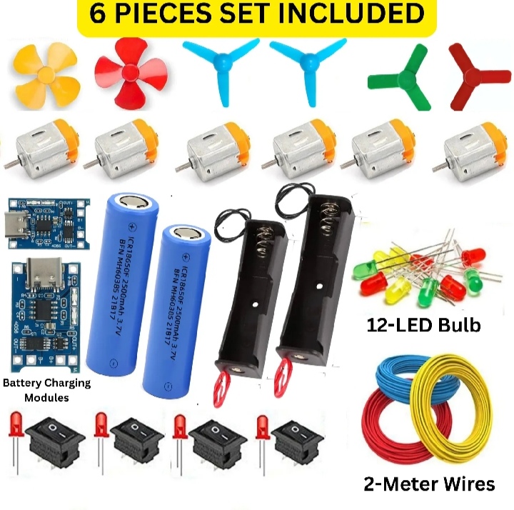 DIY Kit For Students 4V Motor Fan Propellers and rechargeable batteries and charging Module