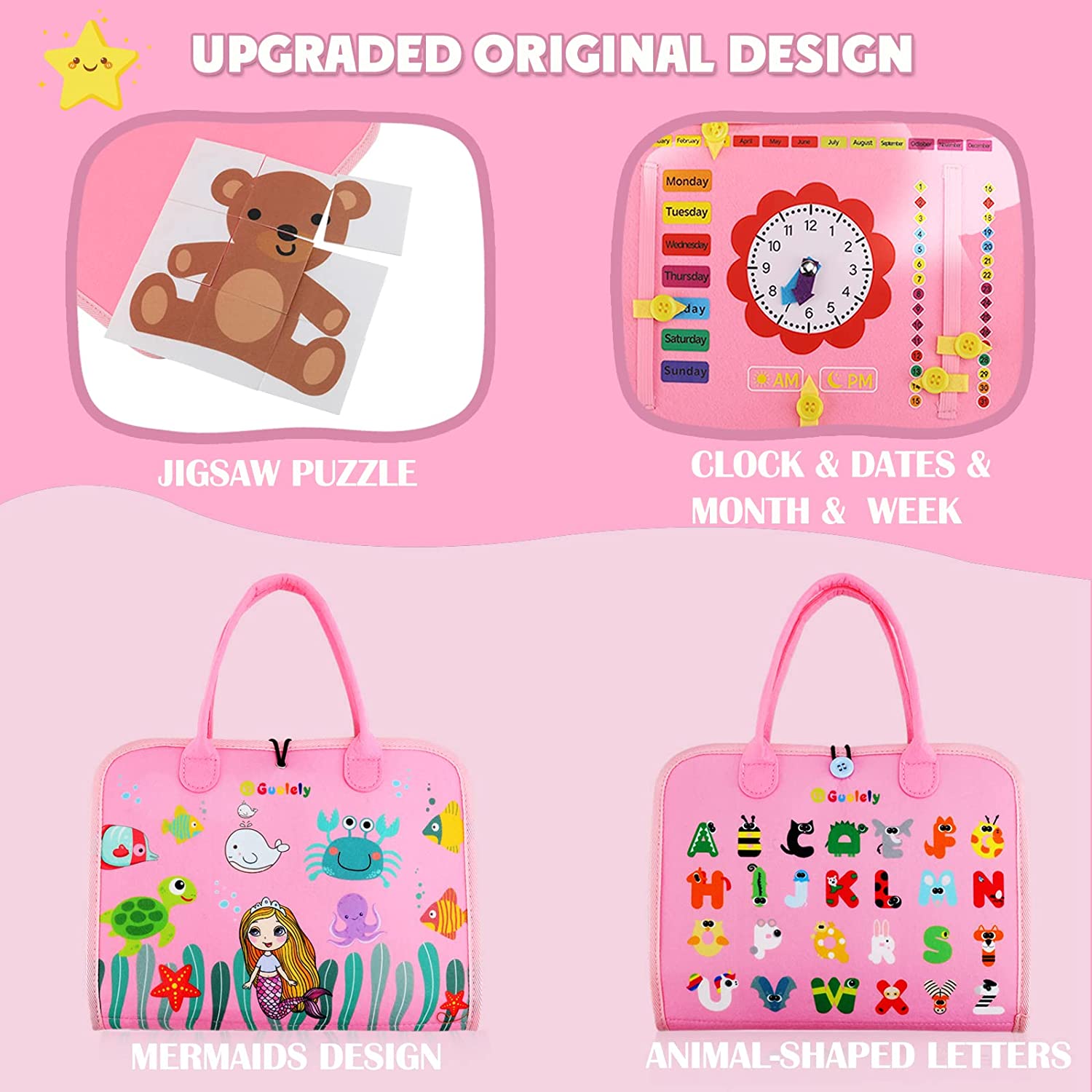 Montessori Busy Board Educational Activity Developing Sensory Board Skills Travel Toy