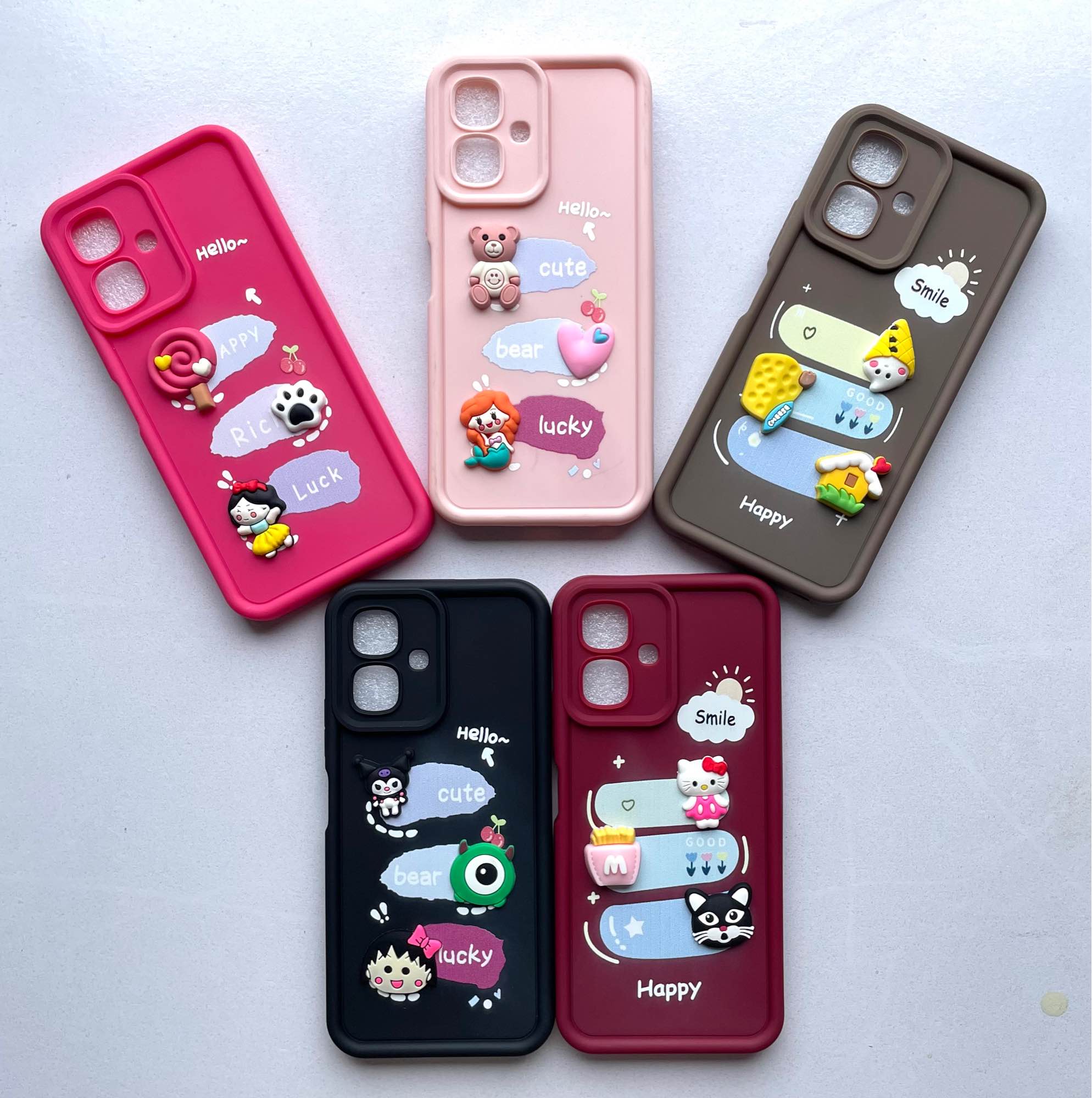 Infinix Smart 10 / Spark go 2 - ladies fancy Kawaii 3D Charm Soft Silicone Case – Cute Cartoon Characters with Matte Finish