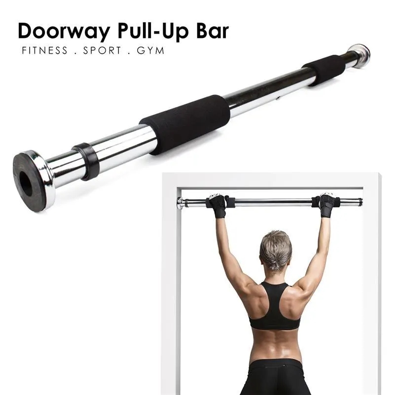 Iron Door Way Gym Bar - Adjustable Pull Up Bar for Doorway | Chin Up Bar Rod Stand for Home Gym Fitness, Adults & Kids | Door Pullup Bar with Strong Grip Handles
