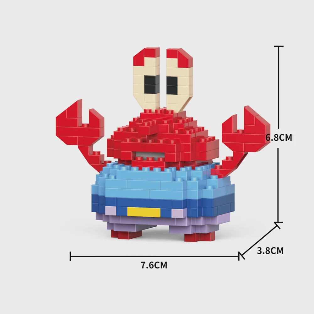 Yellow Sponge Cartoon Octopus Crab Mini Building Block Set - DIY Anime Character Brick Model for Desktop Decoration