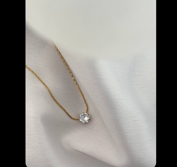 Minimal single stone Necklace for Women | Crystal stone Pendant | Elegant Daily Wear Jewelry | Gift For Her