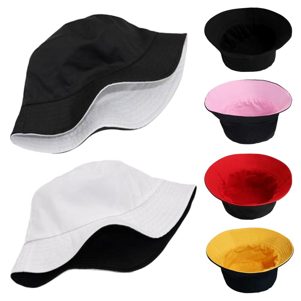 Spring Summer Double-Sided Bucket Hat Big Brim Sun Protection Beach Cap Portable Foldable Sun Hat for Women Men