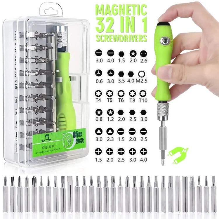 32 in 1 Magnetic Screwdrivers Torx Precision Mini Screwdriver Set Repair Tools Kit For Mobile Phones Tablet PC Laptop Electronics