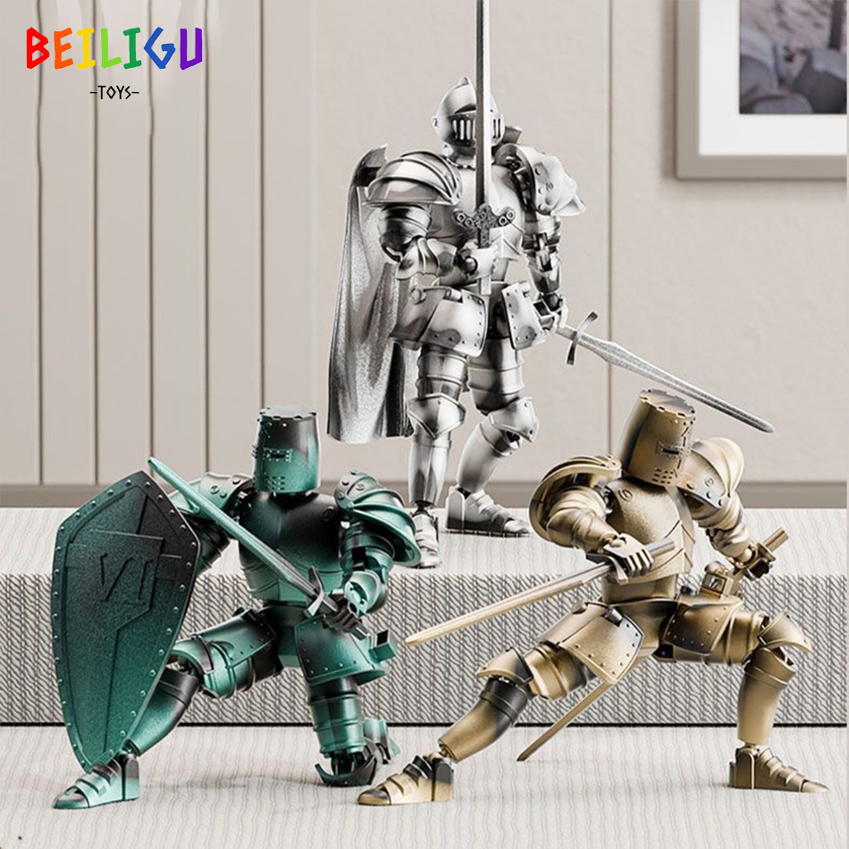 Europe Medieval Knight Multi-Joint Movable Action Figures Warrior Robot Sword Shield Assembly Toy Collection Model Holiday 