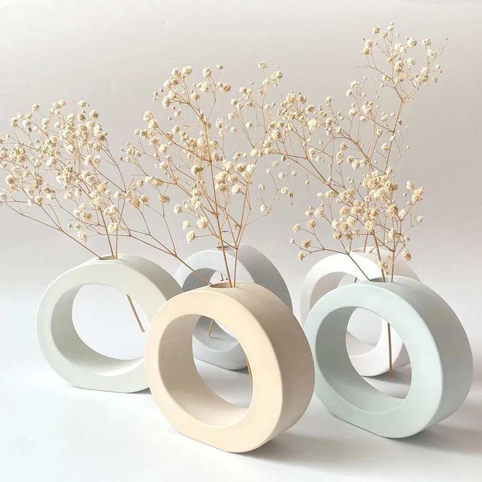 Donut Vase Oval shape test tube Vase | Round propagation vase | Modern decor Doughnut Flower vase Ceramic Vase