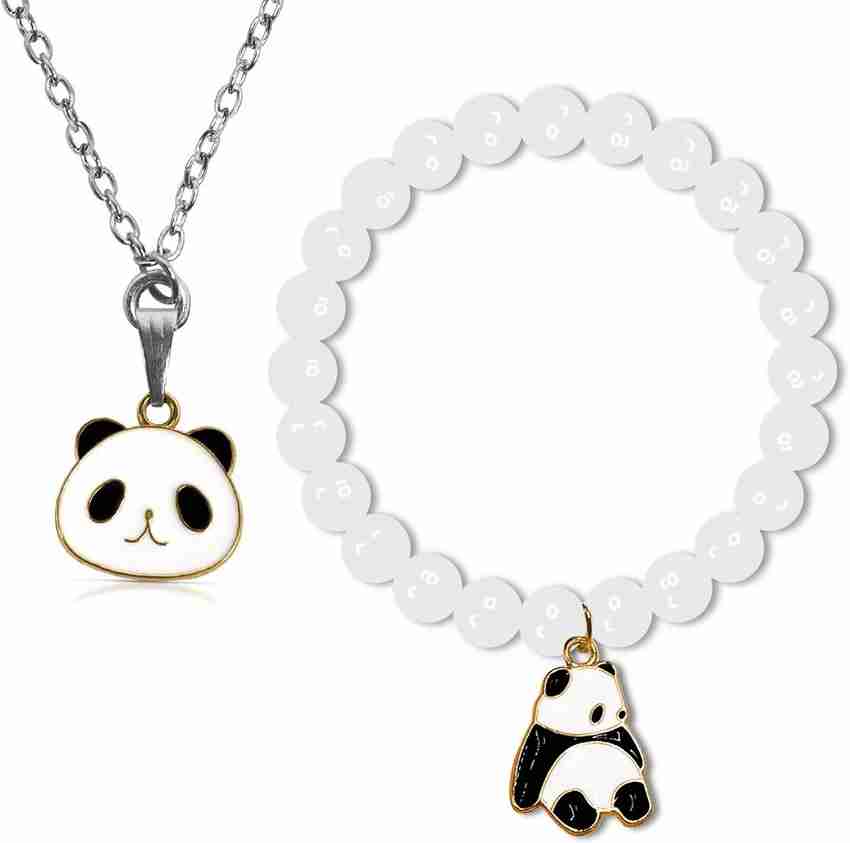 Panda Charms Pendat with Matching Panda Bracelet Panda Locket Set For Girls Best For Gifts