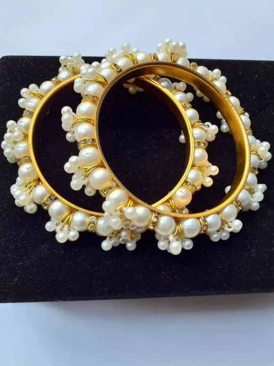 Stylish Gajra Pearl Kara Bangles for Women's and Girls