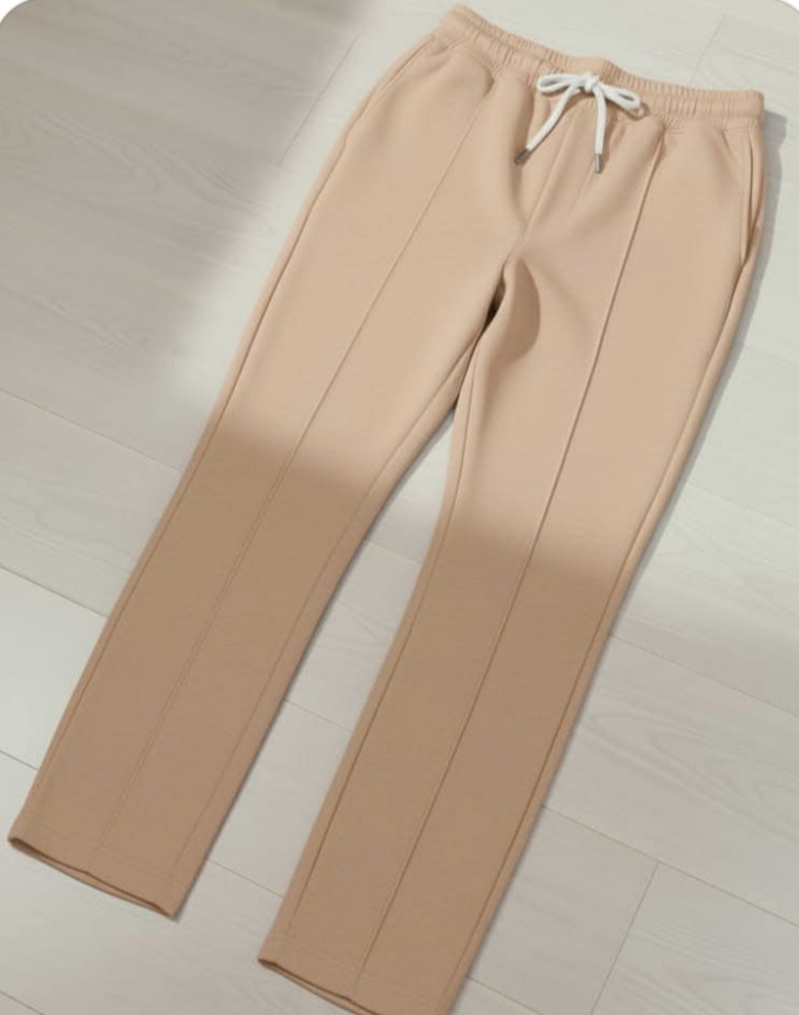 White Trouser with front pintex stitched line and bone zip pockets