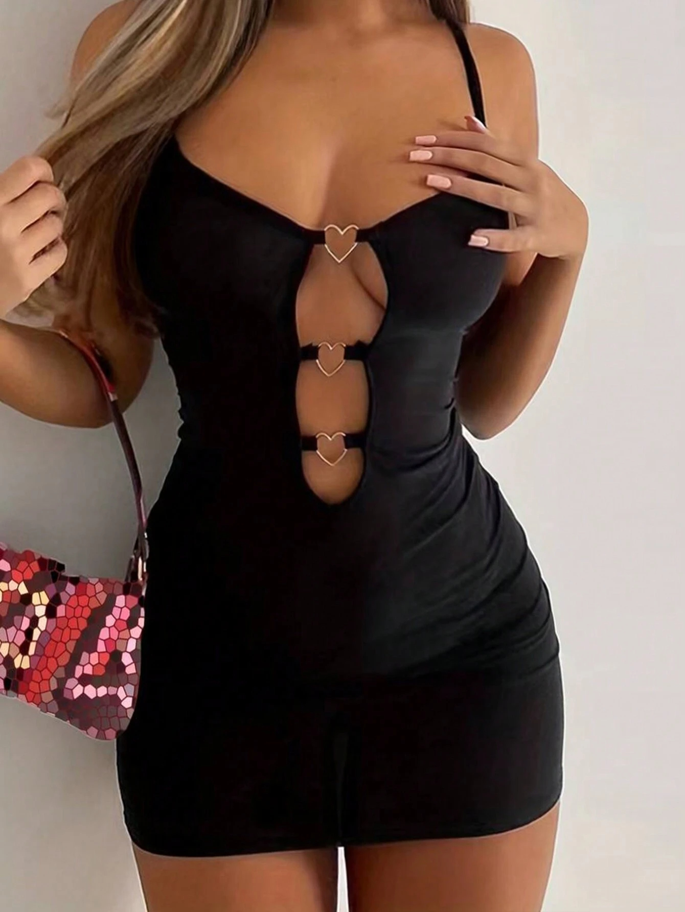 Women's Heart & Ring Decor Hollow Out Spaghetti Strap Dress