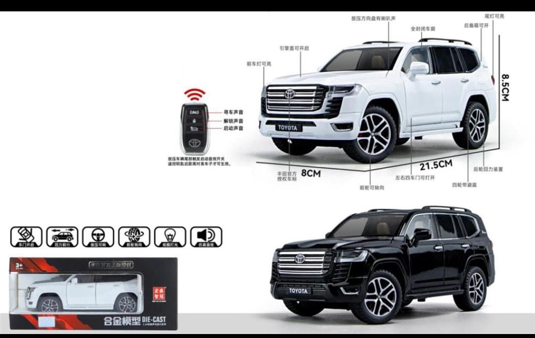 1:24 LAND CRUISER LC300 diecast alloy model CAR light sounds with remote