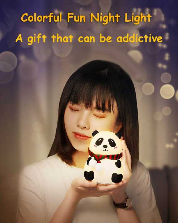 Cute Panda Silicone Night Light | Touch Control Nursery Sleeping Lamp | USB Rechargeable Table Lamp | Baby & Kids Night Light