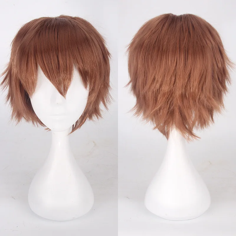 Men Women Synthetic Anime Cosplay Wig Short Straight Heat Resistant Multicolor Hair Costume Accessory