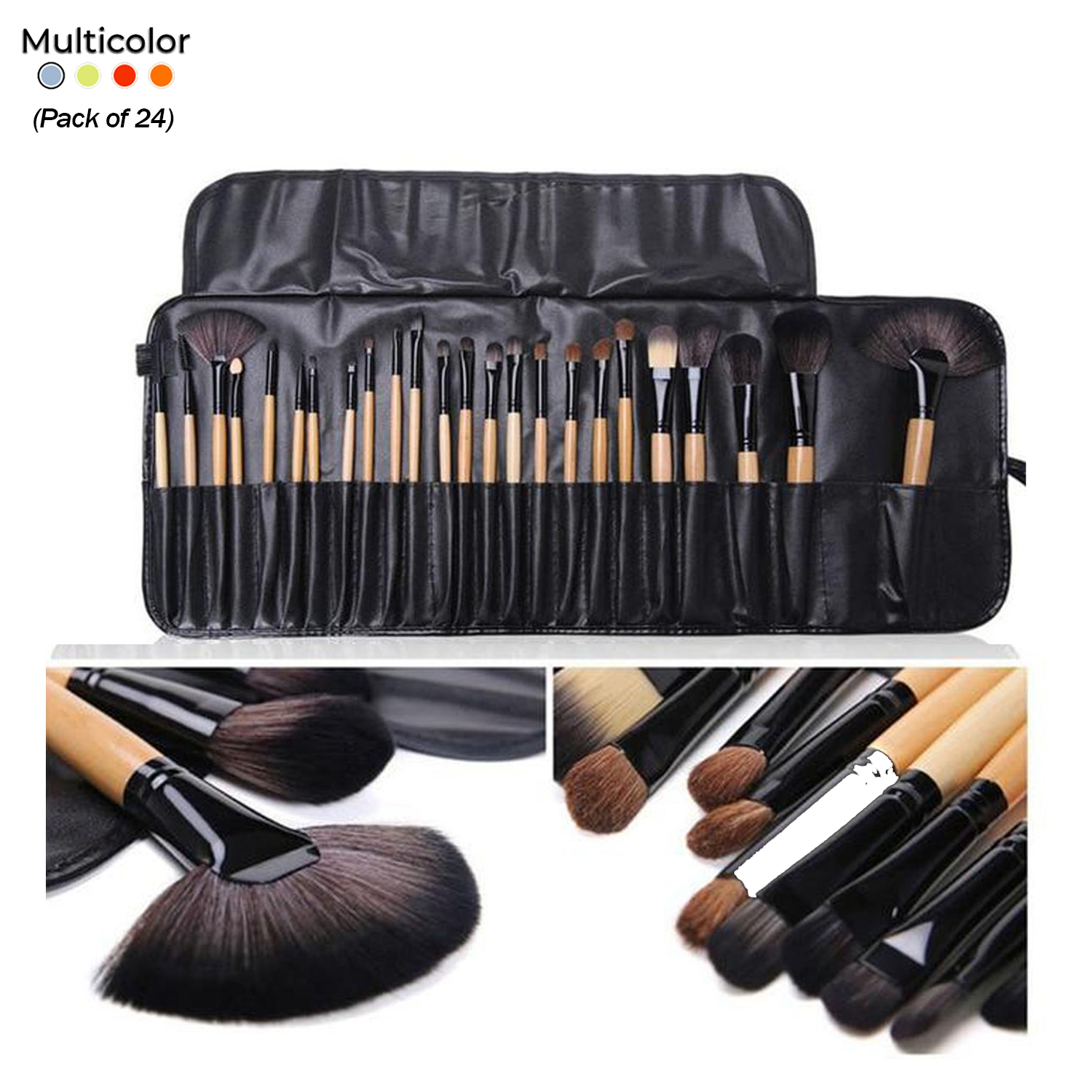 24 Pcs Professional Makeup Brush with Pouch Soft Synthetic  material Kabuki Foundation Powder Blush Contour Eyeshadow Eyeliner Blending Face Eye Cosmetic Kit