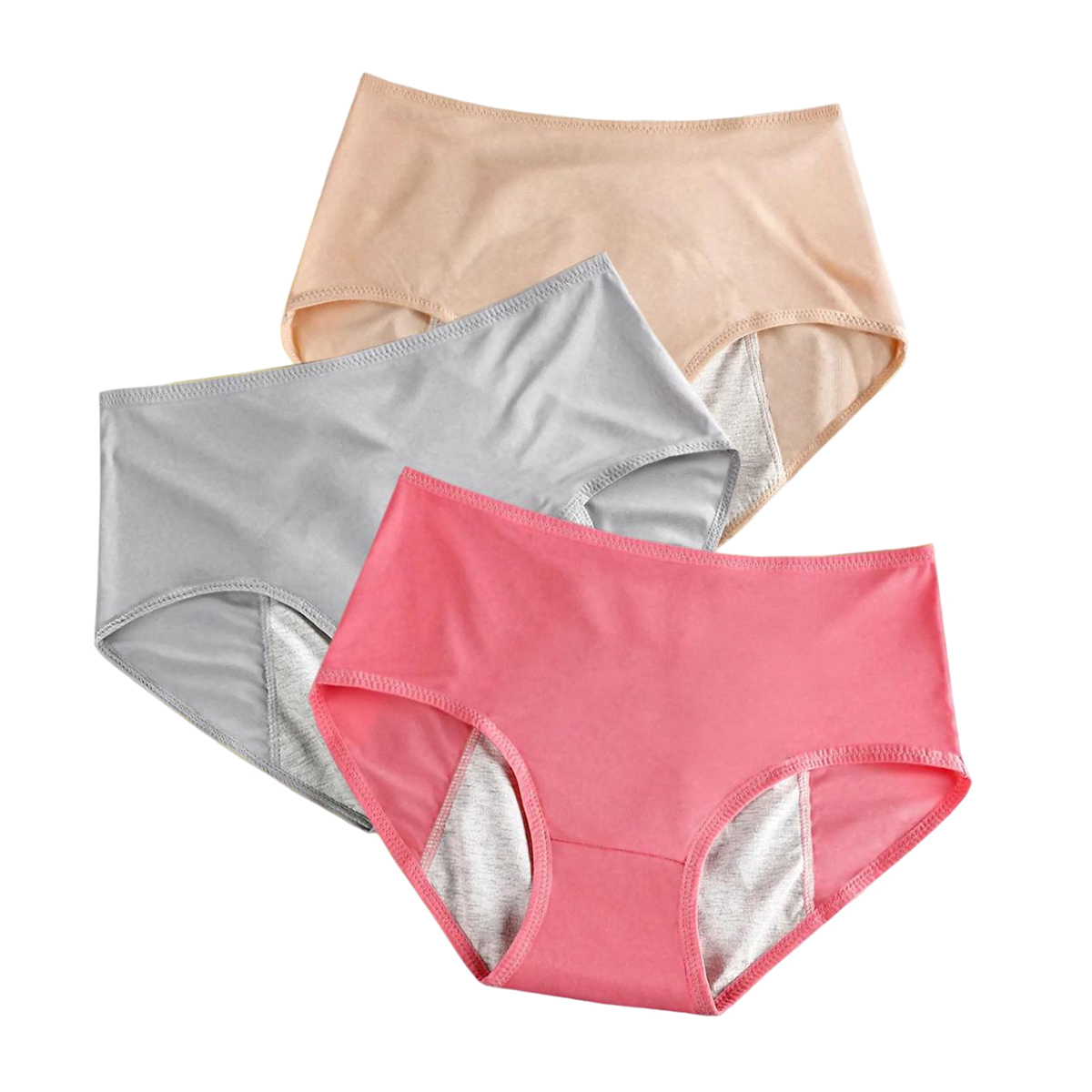 SHOPBOP Pack of 3 Leak Proof Menstrual Panties of Large Size Cotton Panties Women Physiological Underwear Period Waterproof Briefs For Women