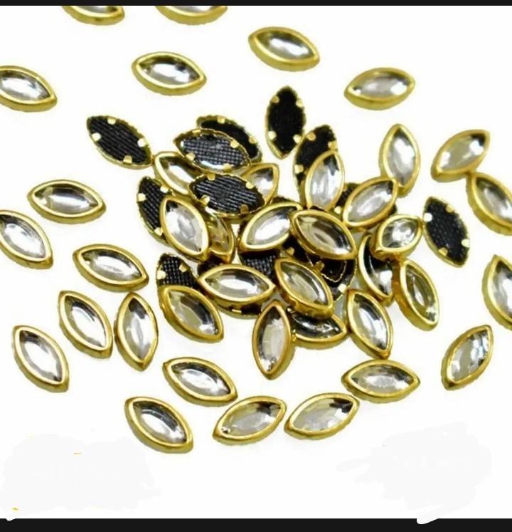 50 Piece, Real Kundan Beads DIY swing jewelry, leaf shape Kundan stone