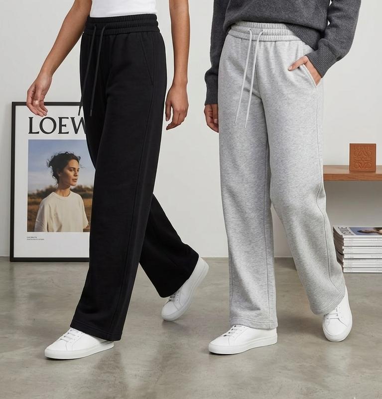 Womens pack of 2 Grey and Black Wide leg jersey trousers