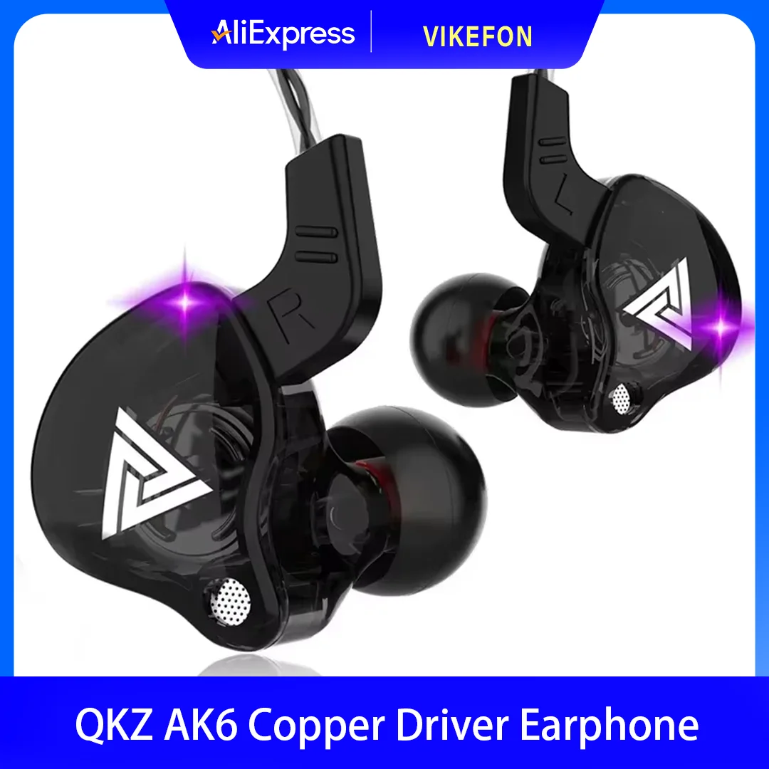 VIKEFON QKZ AK6 In Ear Earphone 6 Dynamic Driver Unit Headphone With Mic Stereo Sports HIFI Subwoofer Headset Monitor Earbuds