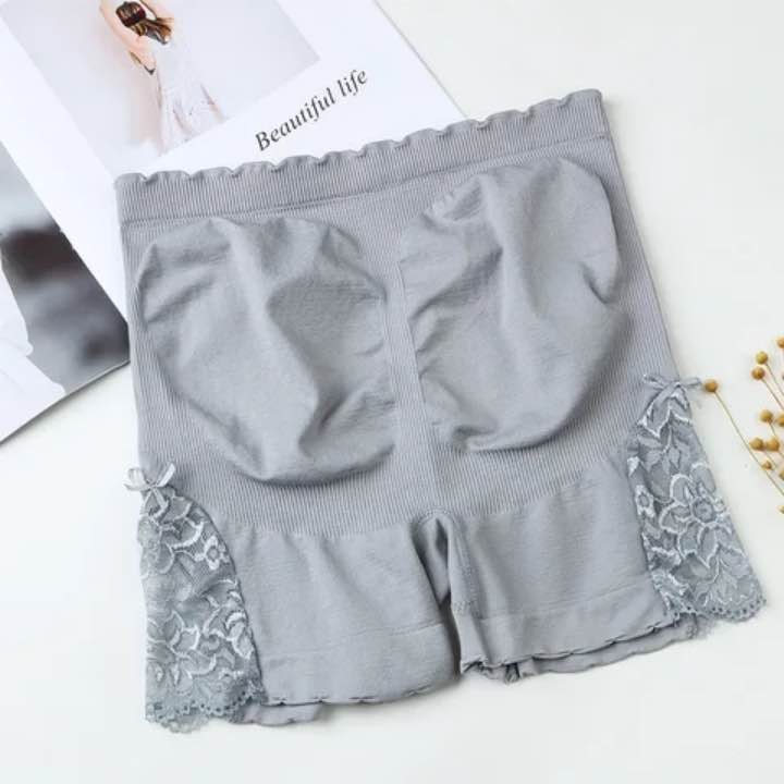 Women Bridal Side Lace Boxer Shorts Panty | Luxury Soft Net Lingerie | Mid Waist Anti-Chafing Safety Shorts | Stretchable Breathable Innerwear | Free Size (40–80 KG)