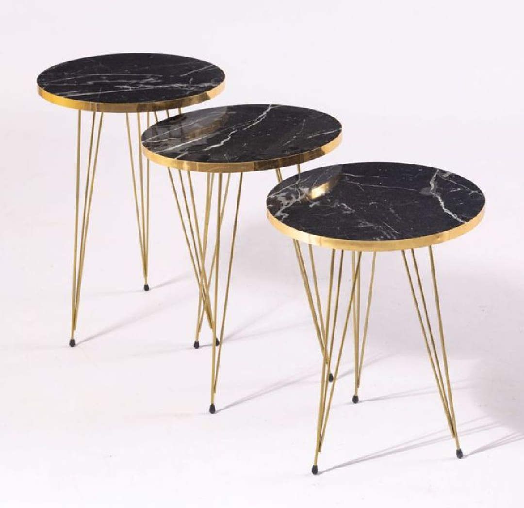 MDF Wood Round Coffee table With metal stand/Side table/ Nesting end table / round coffee table/coffee Table/ Table for Home decor ,living room and for bed side