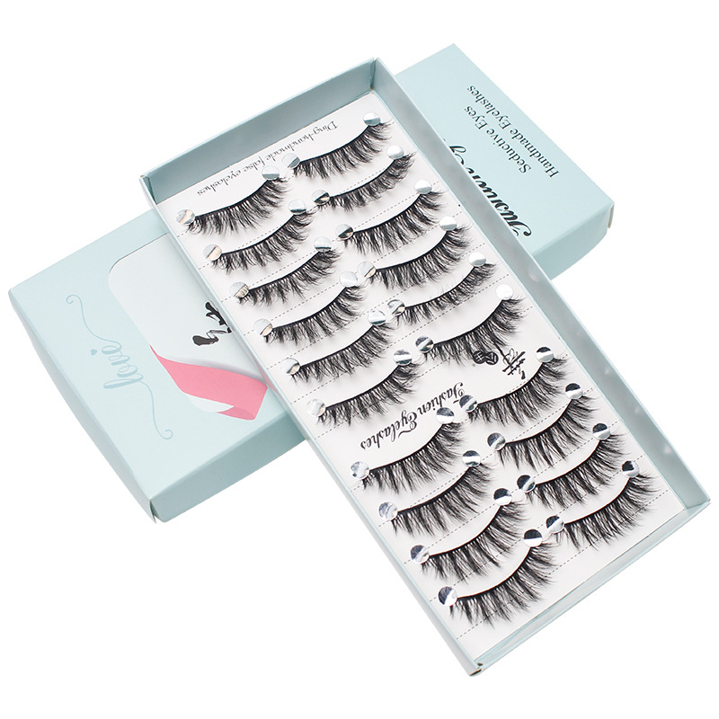 Wispy Curl False Lashes 10 Pairs Lightweight Natural Look - Crescent Shape | Black Imported