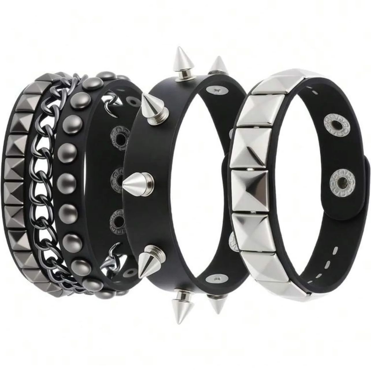 Vintage Leather Bracelets Punk Row Cuspidal Spikes Rivet Stud Wide Cuff PU Leather Punk Gothic Rock Unisex goth accessories