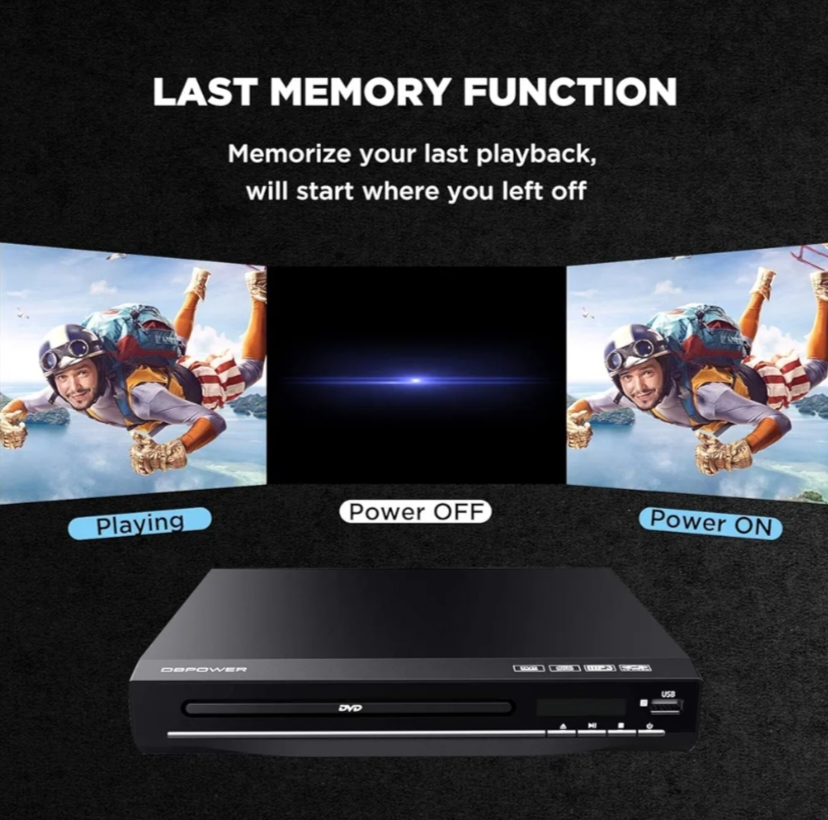 DBPOWER DVD Player for TV | HDMI & AV Output | Full HD 1080P | All Region Free CD/DVD Player | USB Multimedia Playback | Remote Control