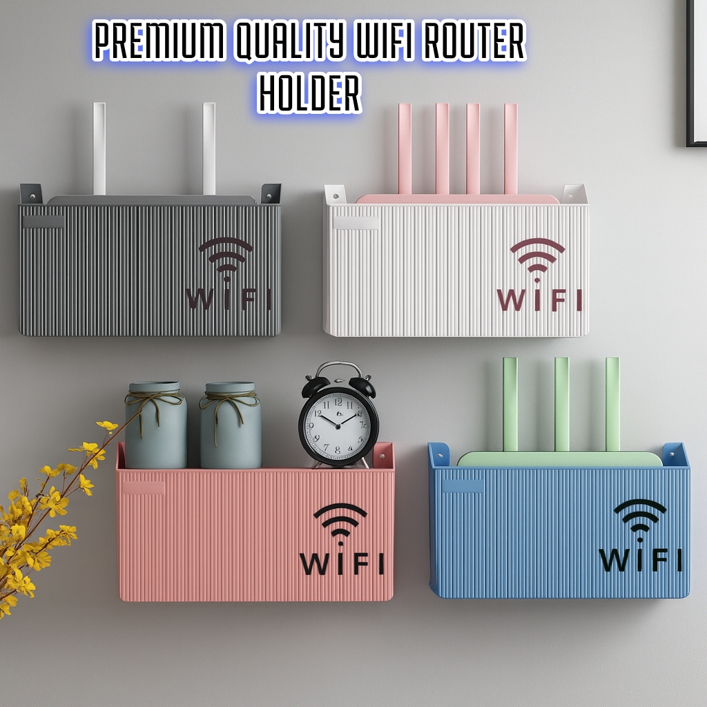 Wall Mounted WiFi Router Stand / Shelf / Rack – Wireless Router Holder & Organizer with Hidden Cable Management – ABS Plastic and Metal WiFi Rack for Home & Office – Easy Installation – Decorative Internet Box – High Quality