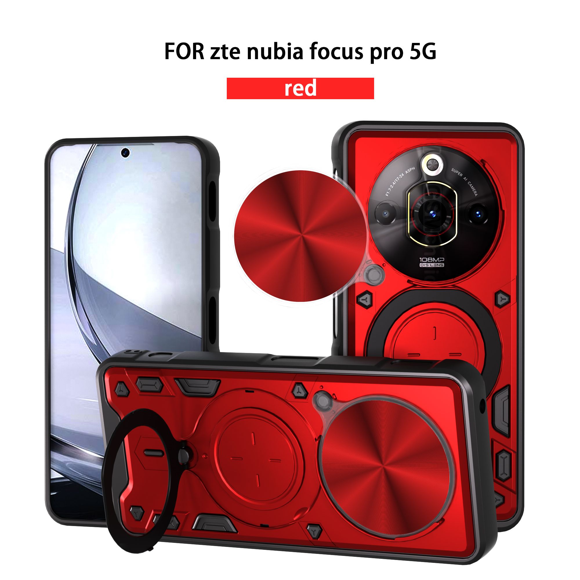 For  Nubia Focus Pro Phone Case Focus Pro 5G Case Heavy Duty Rugged Armor Magnetic Bracket CaseSlide Camera Protection Cover