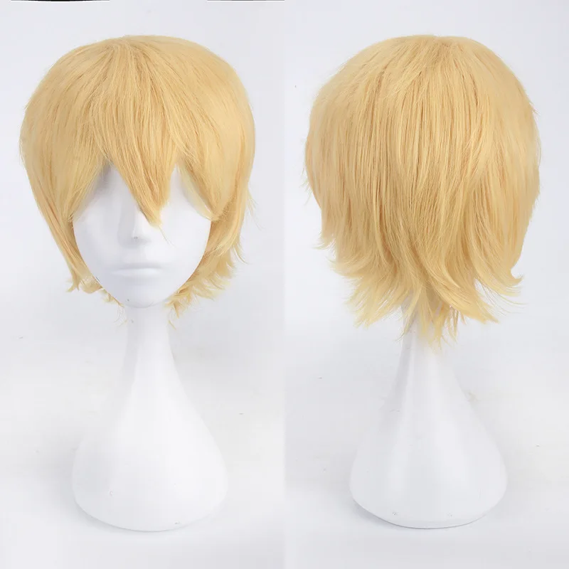 Men Women Synthetic Anime Cosplay Wig Short Straight Heat Resistant Multicolor Hair Costume Accessory