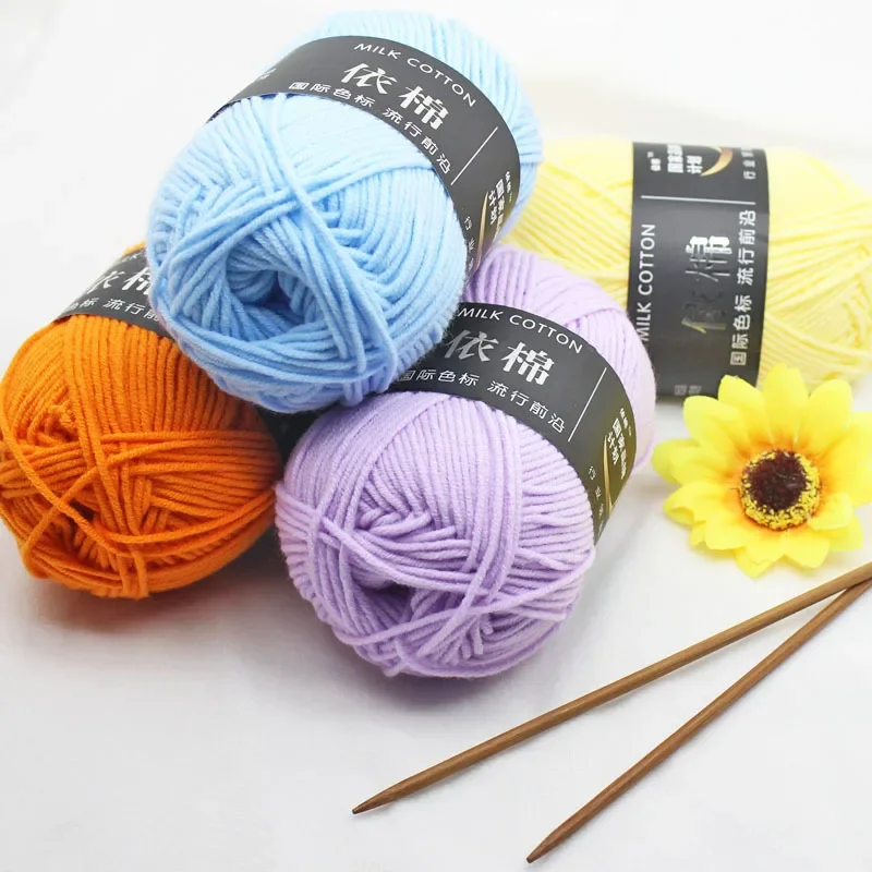 86 Colors Milk Cotton Yarn 4ply Soft Crochet Thread for Baby Clothes Knitting Doll Making Handmade Craft Supplies