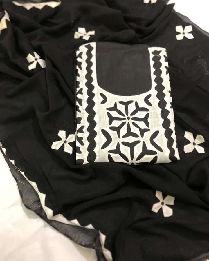 Black Handmade Sindhi Applique 3 Piece Suit for Women & Girls/ Lawn  Handmade Applic Dress/ Multani Traditional Dresses | Daraz.pk