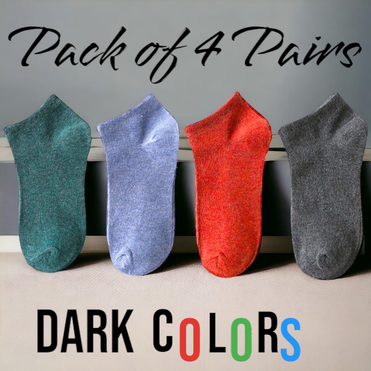 Pack Of 4 Pairs Ankle Socks For Men Women - Random colors