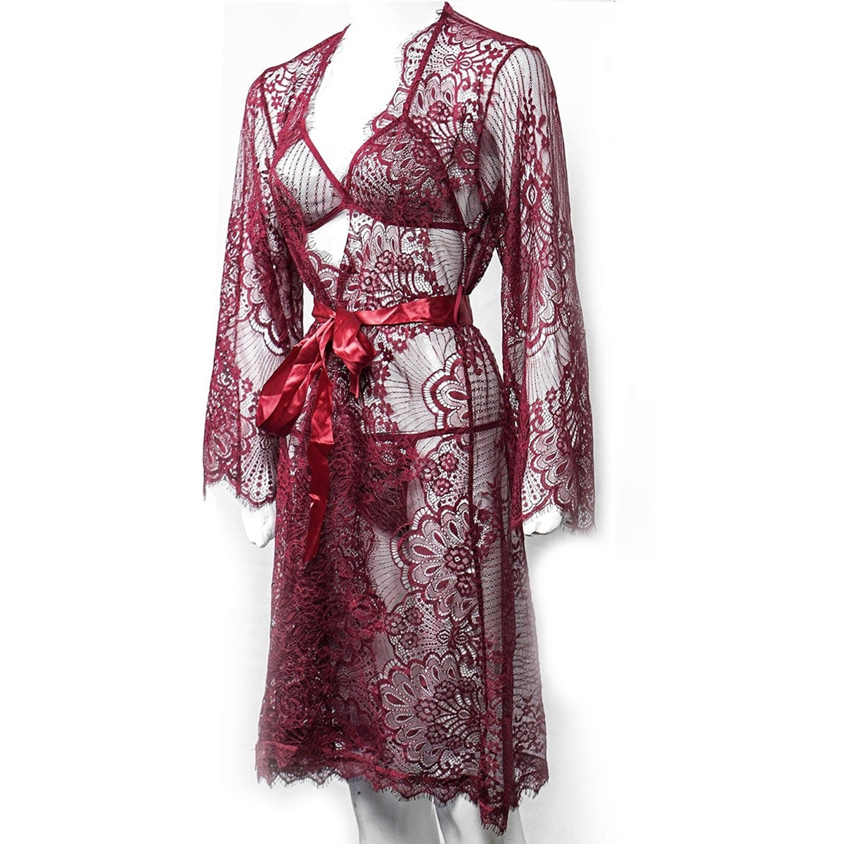 Pack of 04 - High Qaulity Lace Net See Through Bridal Nighty Set Pratiharye Valentine Special! Babydoll Nightwear Net Robe/Chemise with Bikini Set | Hot & Saxy | for Honeymoon/First Night Anniversary for Women/Girls Best gift with Amazing Band.,,.