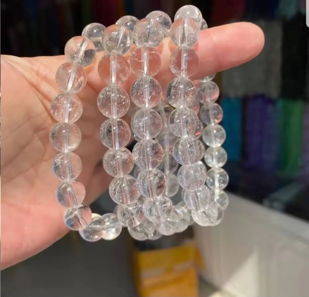 Natural 8MM Clear Quartz Round Beads Bracelet Rock Crystal Bracelet Healing Reiki Handmade Fashion Jewelry For Men Women