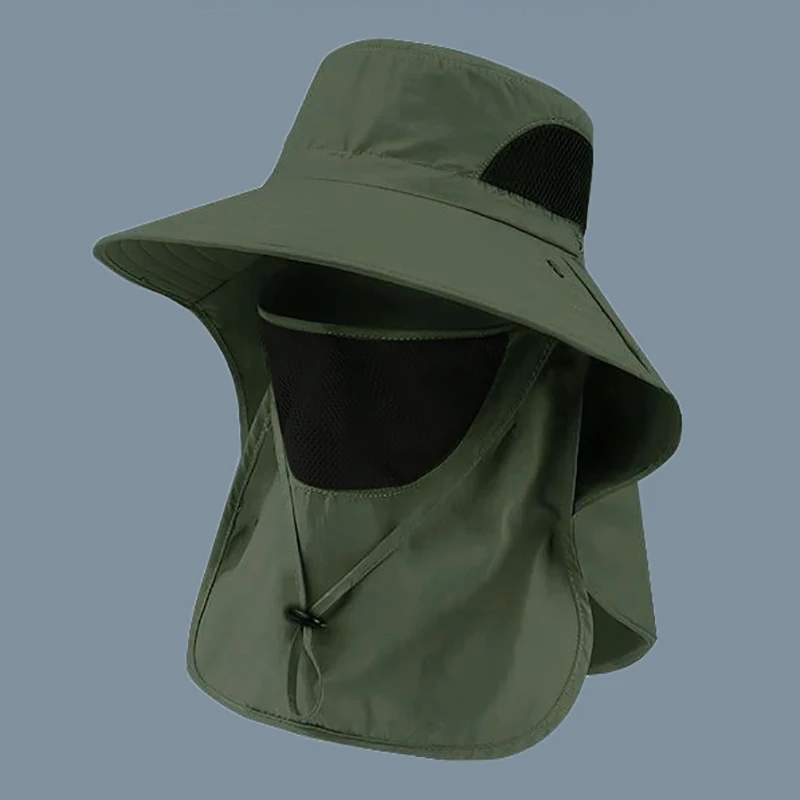 Summer Sun Hats UV Protection Outdoor Hunting Fishing Cap For Men Women Hiking Camping Visor Bucket Hat Neck Flap Fisherman Hat