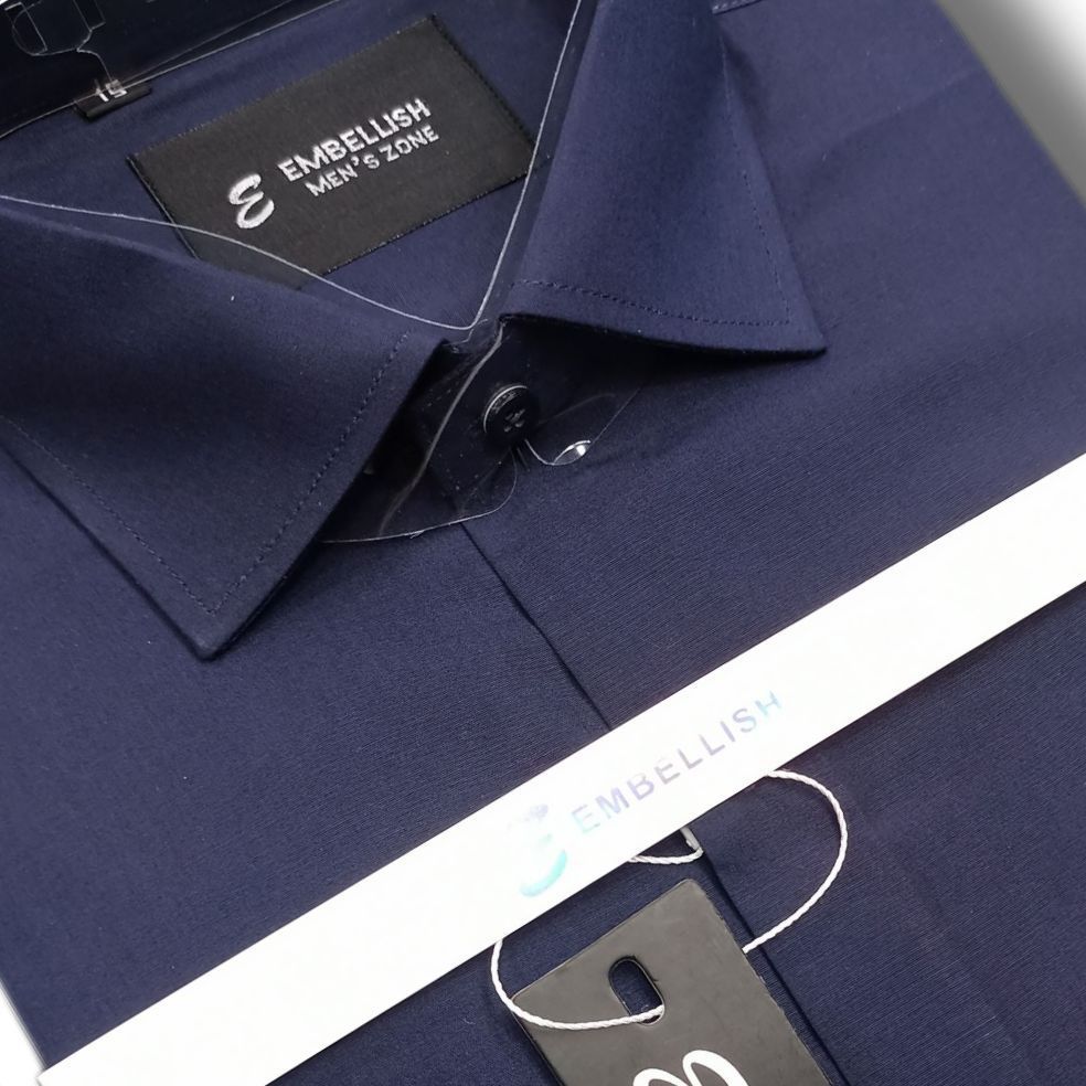 Embellish Imported Fabric (Navy Blue) Formal & Casual Shirt For Men(Cotton)