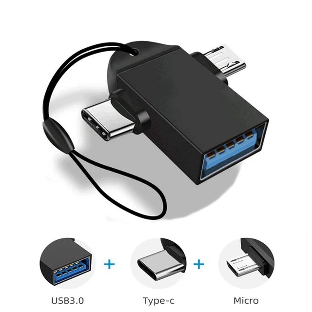 OTG 2 in 1  Type-C and Micro Male to USB A 3.0 Female High Speed Data Transfer for Laptop Mobiles Tablet Smartphone Compatible