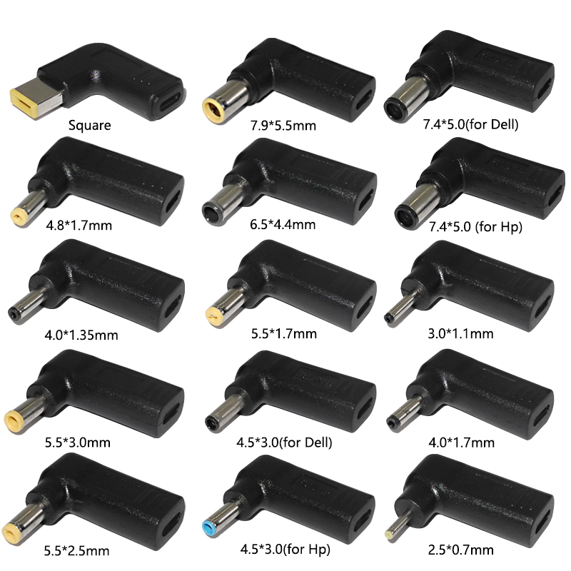 Laptop Power Adapter Connector Dc Plug USB Type C Female to Universal Male Jack Converter for Hp Dell Asus Acer  Notebook