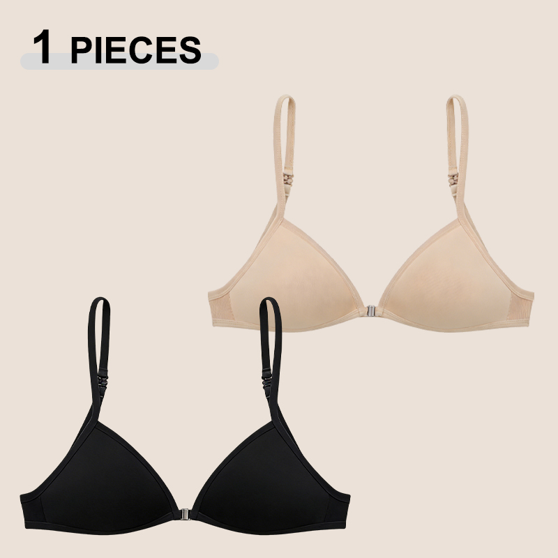 1 Pieces Women's Seamless French Triangle Cup Bras  Thin Summer Front Button Tank Top Female Soft Breathablle Bras Underwear