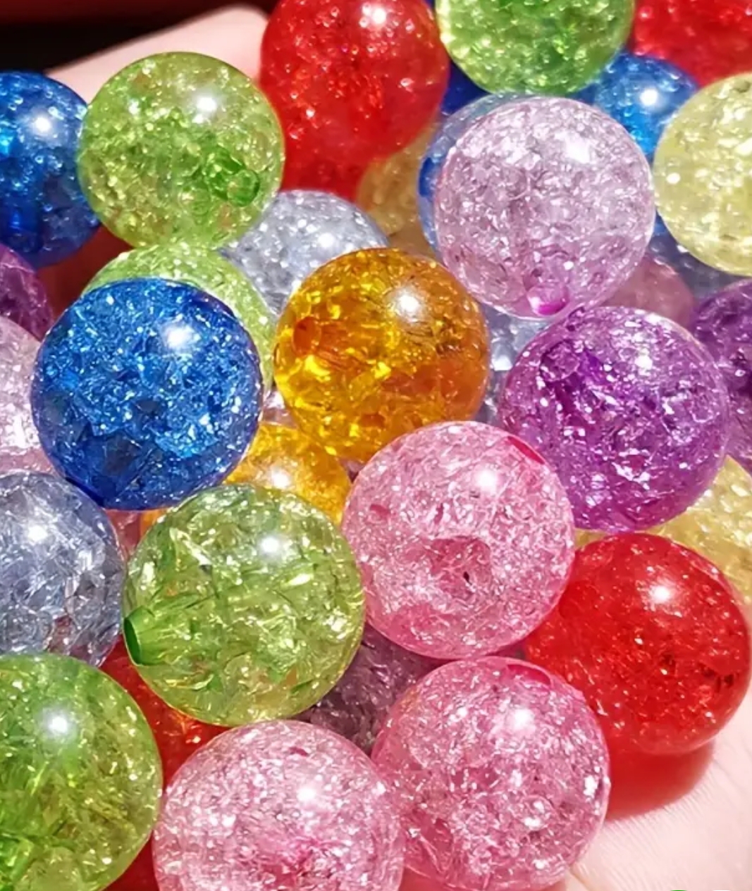 50pcs/100pcs 8mm Colorful Ice Crack Glass Imitation Crystal Snowflake Glass Beads, DIY Jewelry Bracelet Necklace Accessories Making Materials