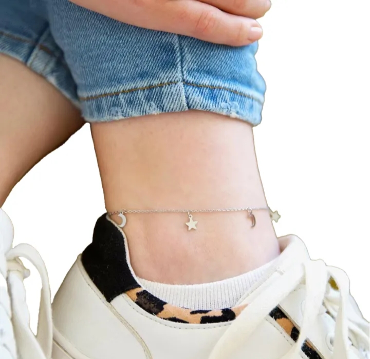 Star & Moon charm  Anklet Jewellery For Girls Fishtail Chain Fashion Personality Korean Jewellery