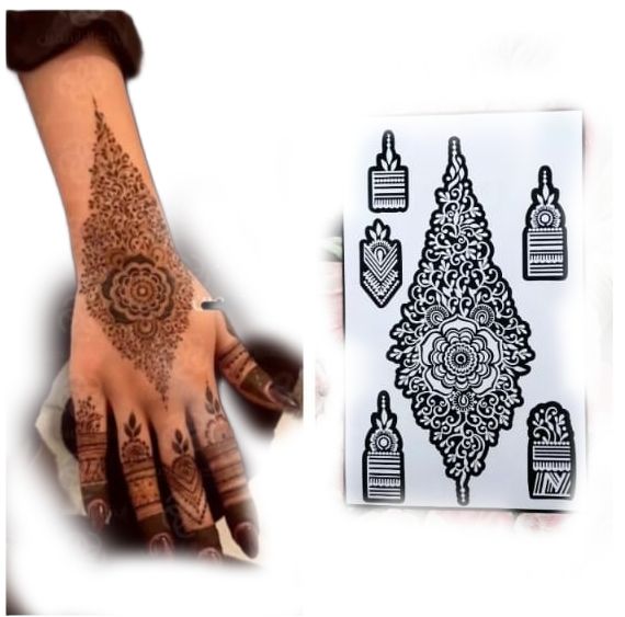 Orange Fashion Mehndi Tattoo Hand Decals Quick Transfer Henna Body Art  Temporary Tattoo Stickers - Largest Indian Bindi Shop Online USA CANADA.  Buy Forehead Bindis Online.